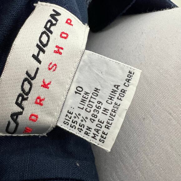 Vintage Carol Horn Workshop Linen Blend Dress 10 Sheath Blue Lagenlook 80s Midi - Picture 7 of 9
